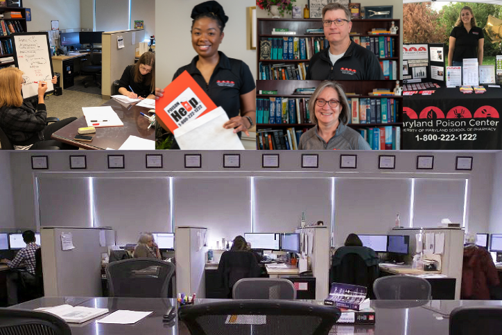 Various photos of staff members at the Maryland Poison Center