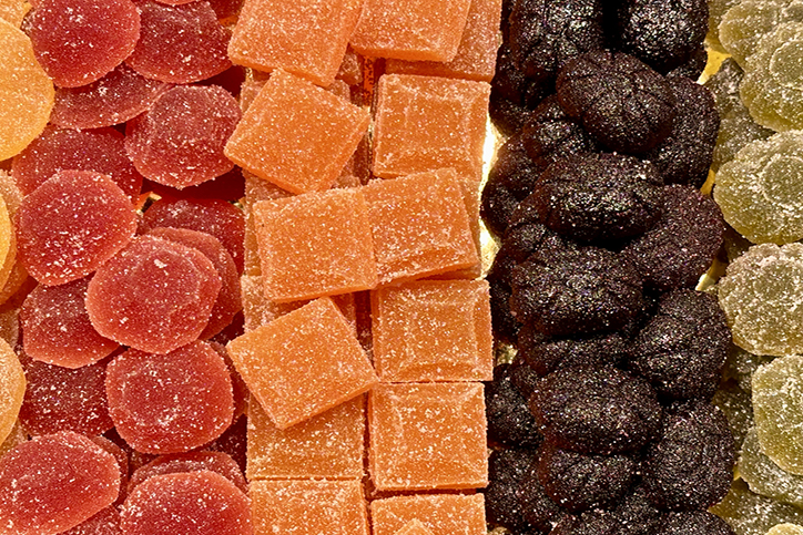 Variety of gummies in different colors